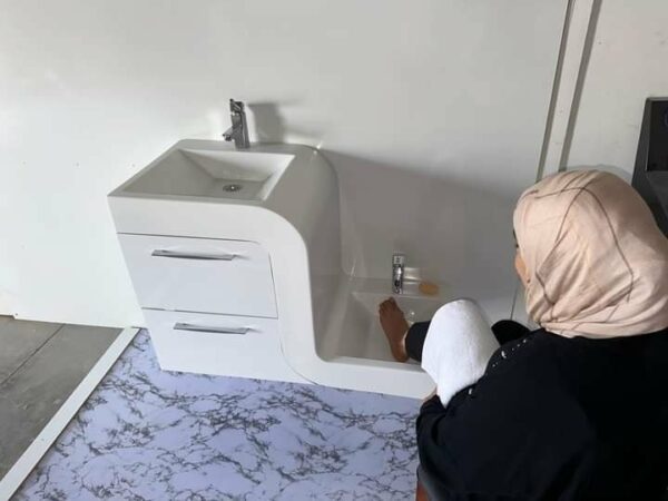 Lavabo forme S blanc avec meuble - Noir – Image 3