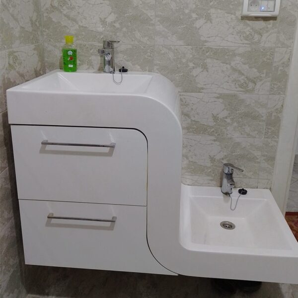 Lavabo forme S blanc avec meuble - Noir – Image 4