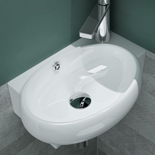 Petit Lavabo Suspendu Blanc Vasque en Céramique Lave Mains WC Salle de Bain
