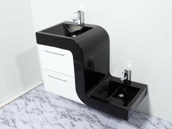 Lavabo forme S blanc avec meuble